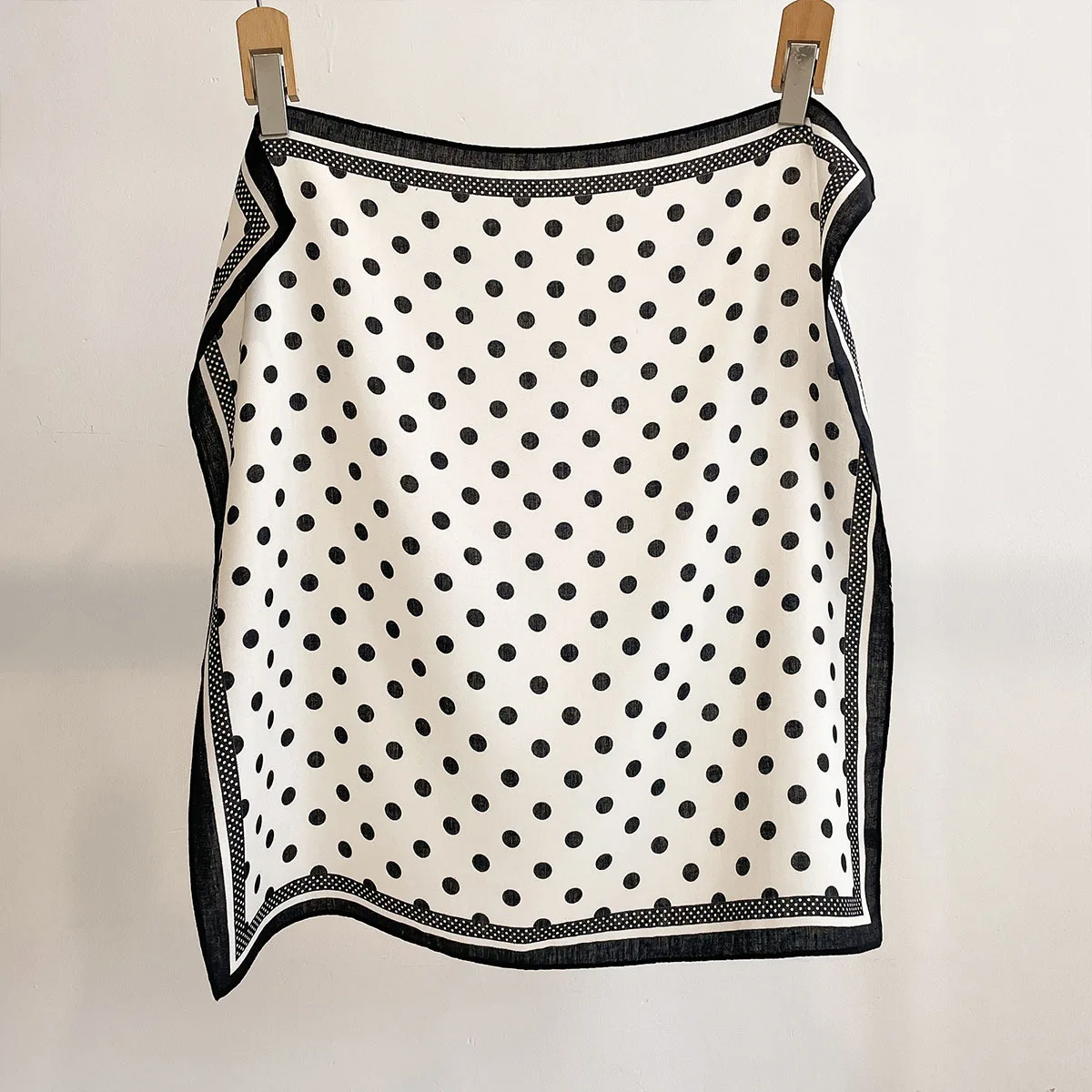 Silk Scarf Square - Luxury Polka Dot Printed Square Scarf