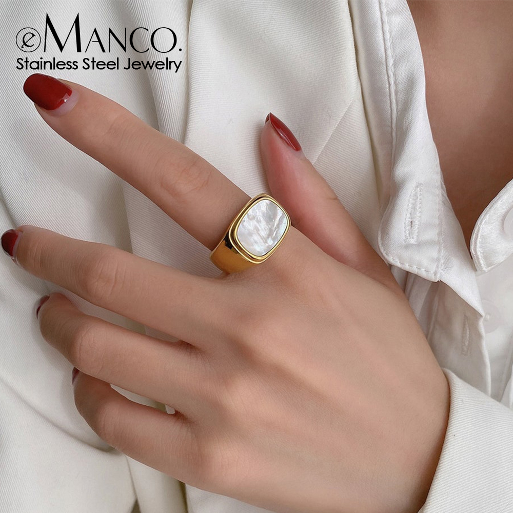 Women Accessories Outlet - eManco Vintage Chunky Square Shell Rings
