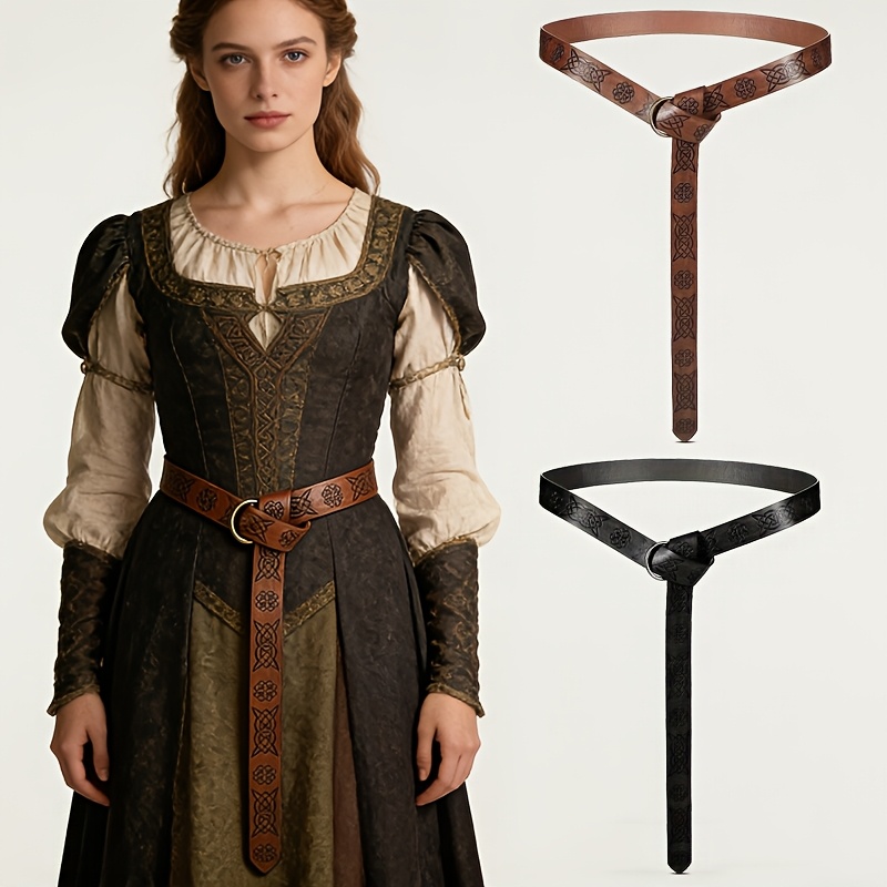 Women Electronic Accessories - 1pc Medieval Embossed Belt, PU Leather