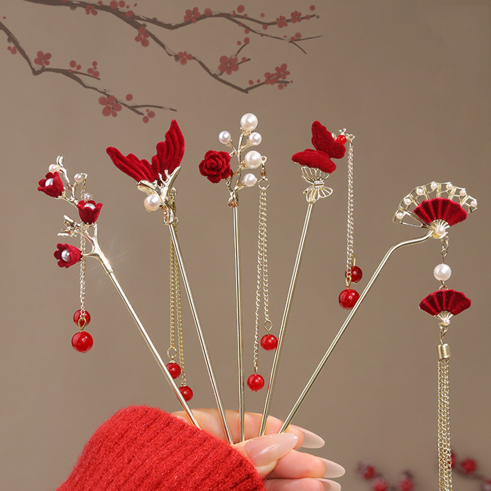 Women Accessories Wholesale - Chinese Style Rose Flower Hair Stick
