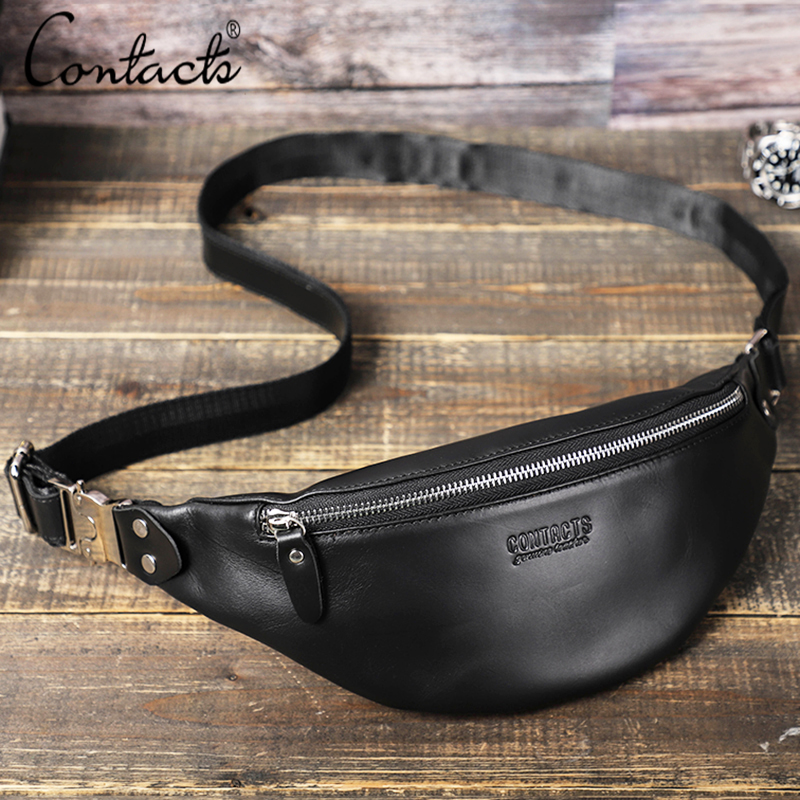 Women Electronic Accessories - CONTACT'S Men Waist Packs Genuine Leather
