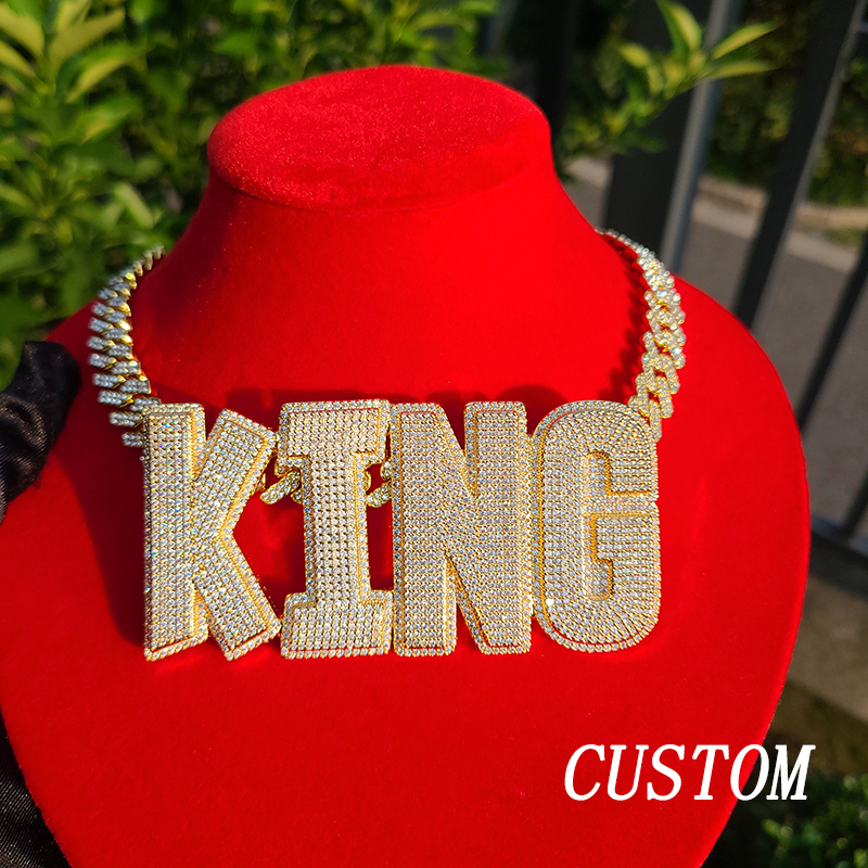 Layered Necklace Set - Customized Big Letters Double Layer Name