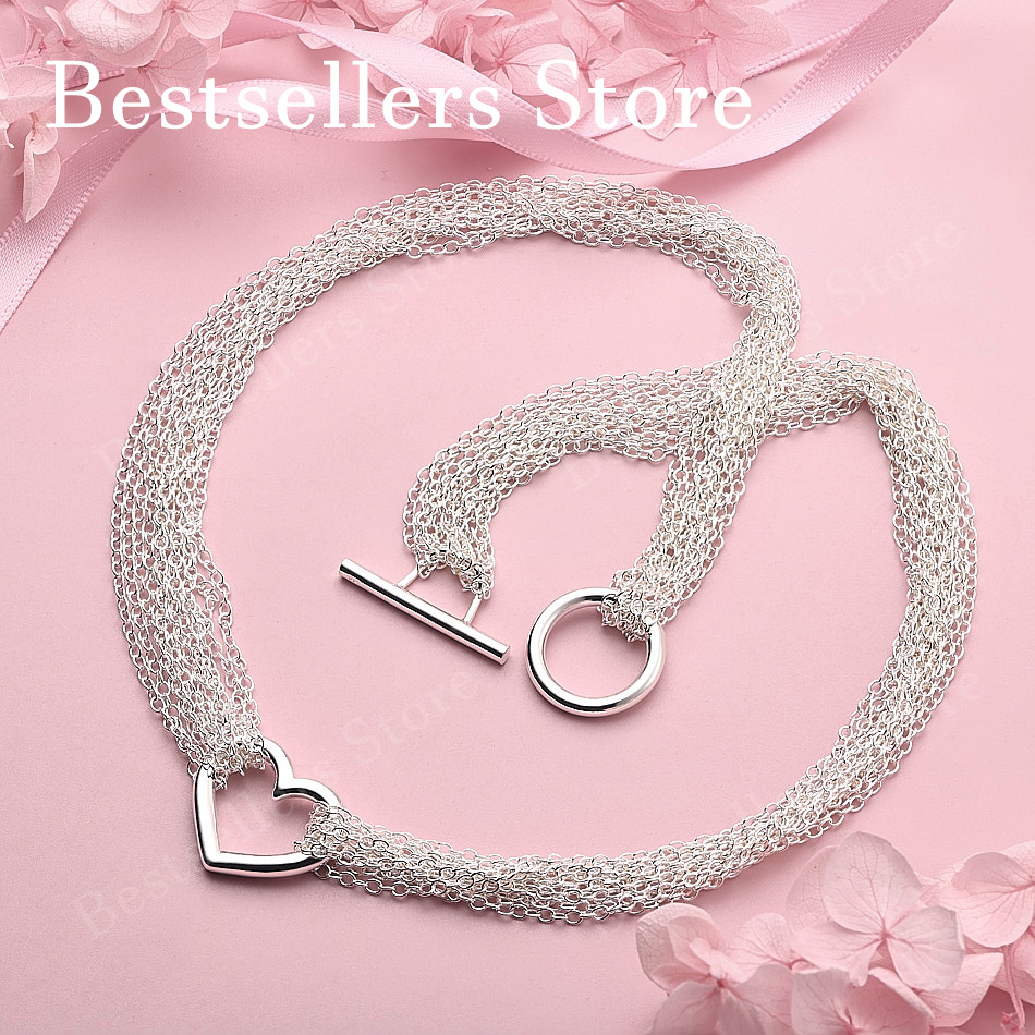 Layered Necklace Set - Elegant 925 Sterling Silver Exquisite Multi-layered