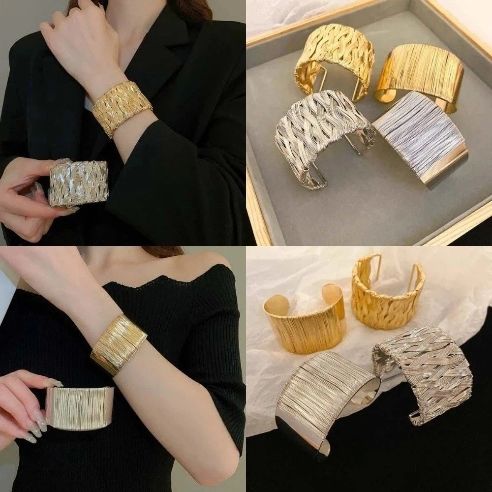 Women Accessories Drawing - Hollow-out Alloy Wide Opening Bangle Irregular