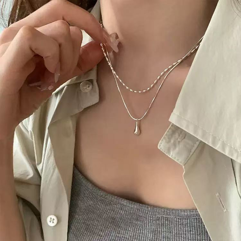 Real 925 Sterling Silver Doubl - Layered Necklace Set 리뷰 및 가격