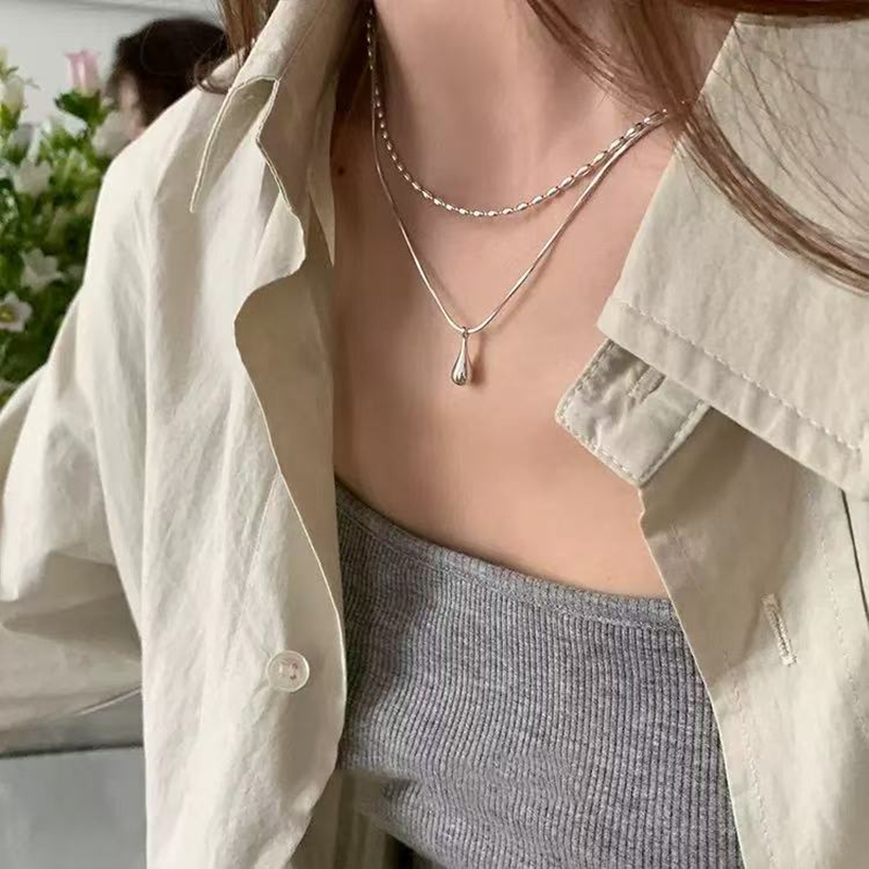 Real 925 Sterling Silver Doubl - Layered Necklace Set 리뷰 및 가격