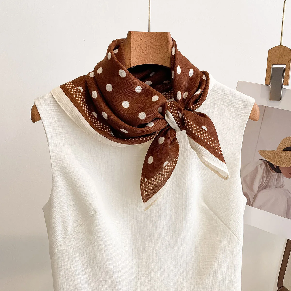 Luxury Polka Dot Printed Squar - Silk Scarf Square 리뷰 및 가격