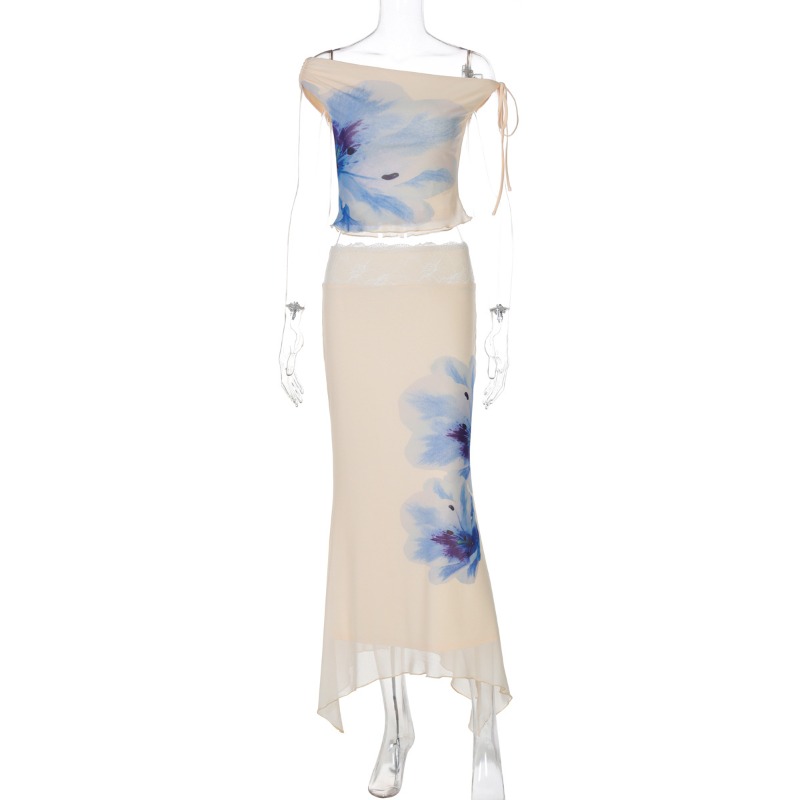 Floral Print Mesh Layered 2 Pi - Layered Necklace Set 리뷰 및 가격