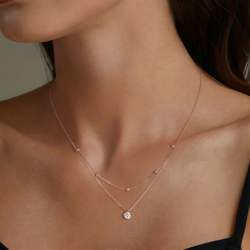 A 925 sterling silver 0.5-cara - Layered Necklace Set 리뷰 및 가격
