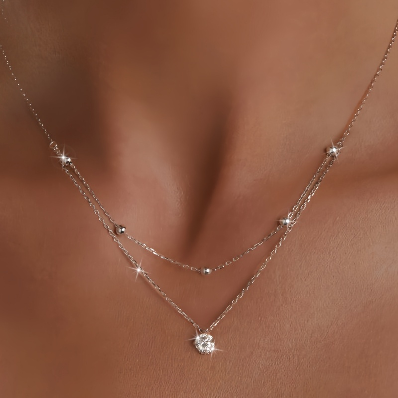 A 925 sterling silver 0.5-cara - Layered Necklace Set 리뷰 및 가격
