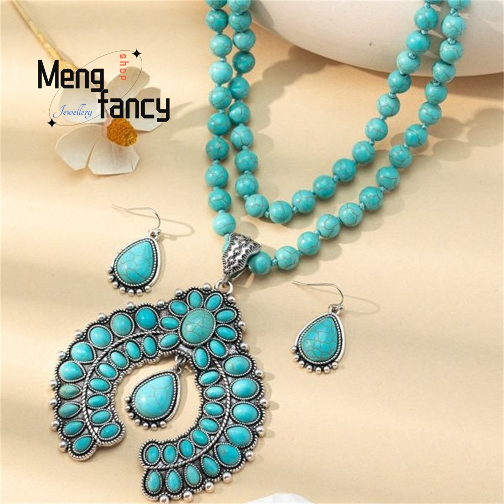 Retro Three-Layer Flower Earri - Layered Necklace Set 리뷰 및 가격