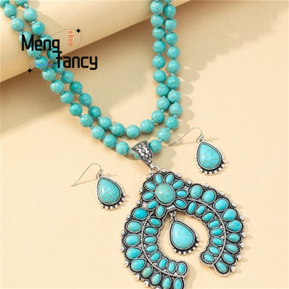 Retro Three-Layer Flower Earri - Layered Necklace Set 리뷰 및 가격