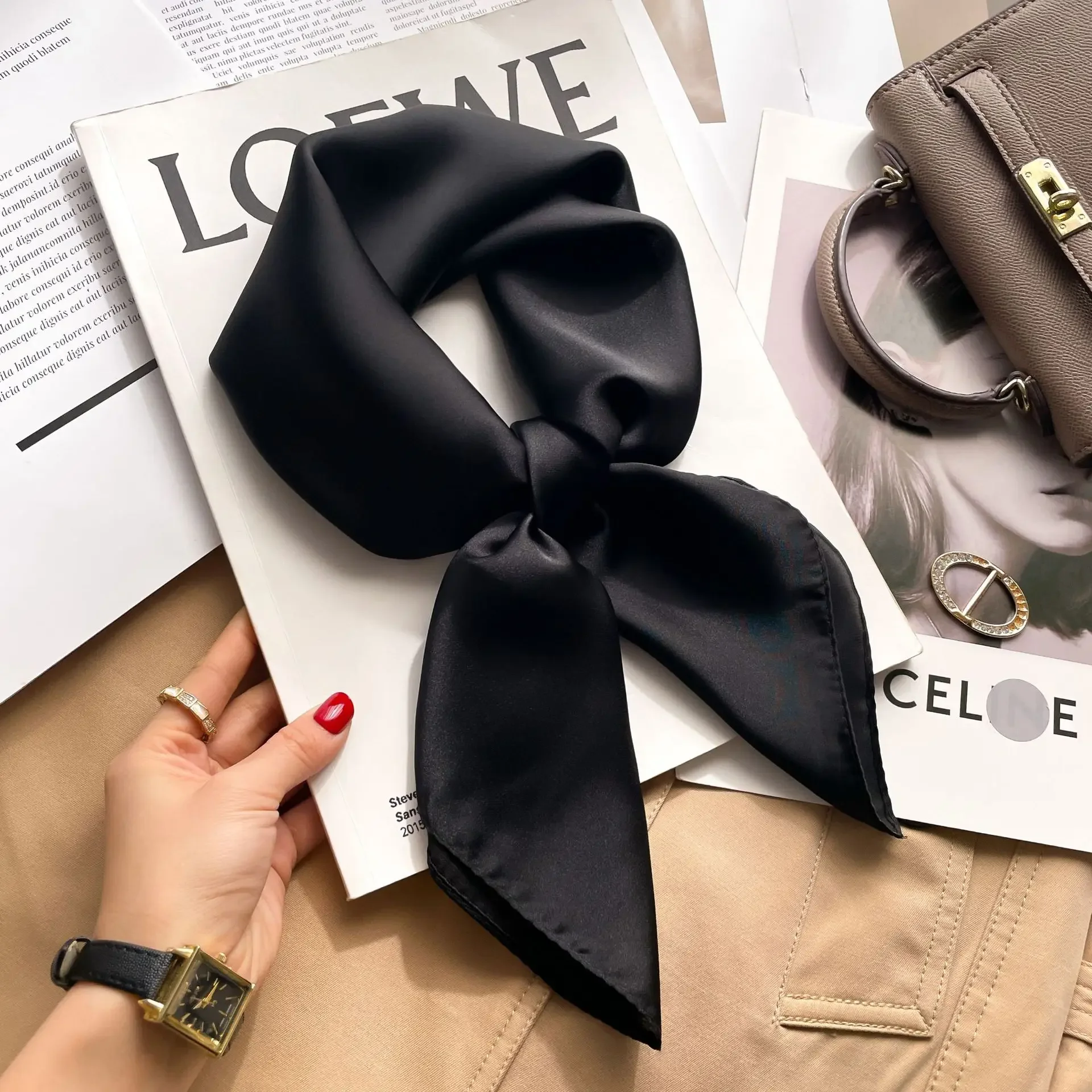 70cm Solid Colors Neckerchief  - Silk Scarf Square 리뷰 및 가격