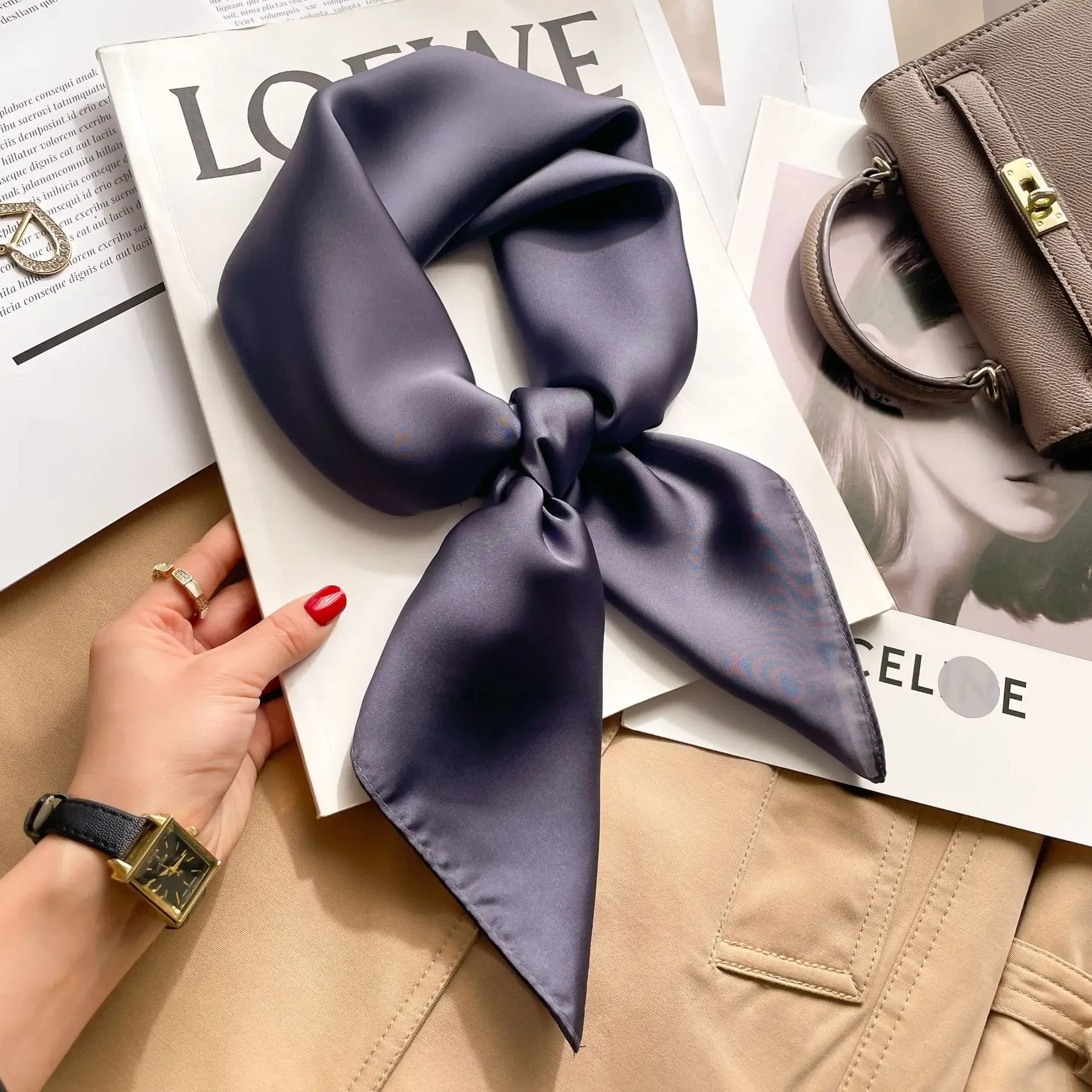 70cm Solid Colors Neckerchief  - Silk Scarf Square 리뷰 및 가격