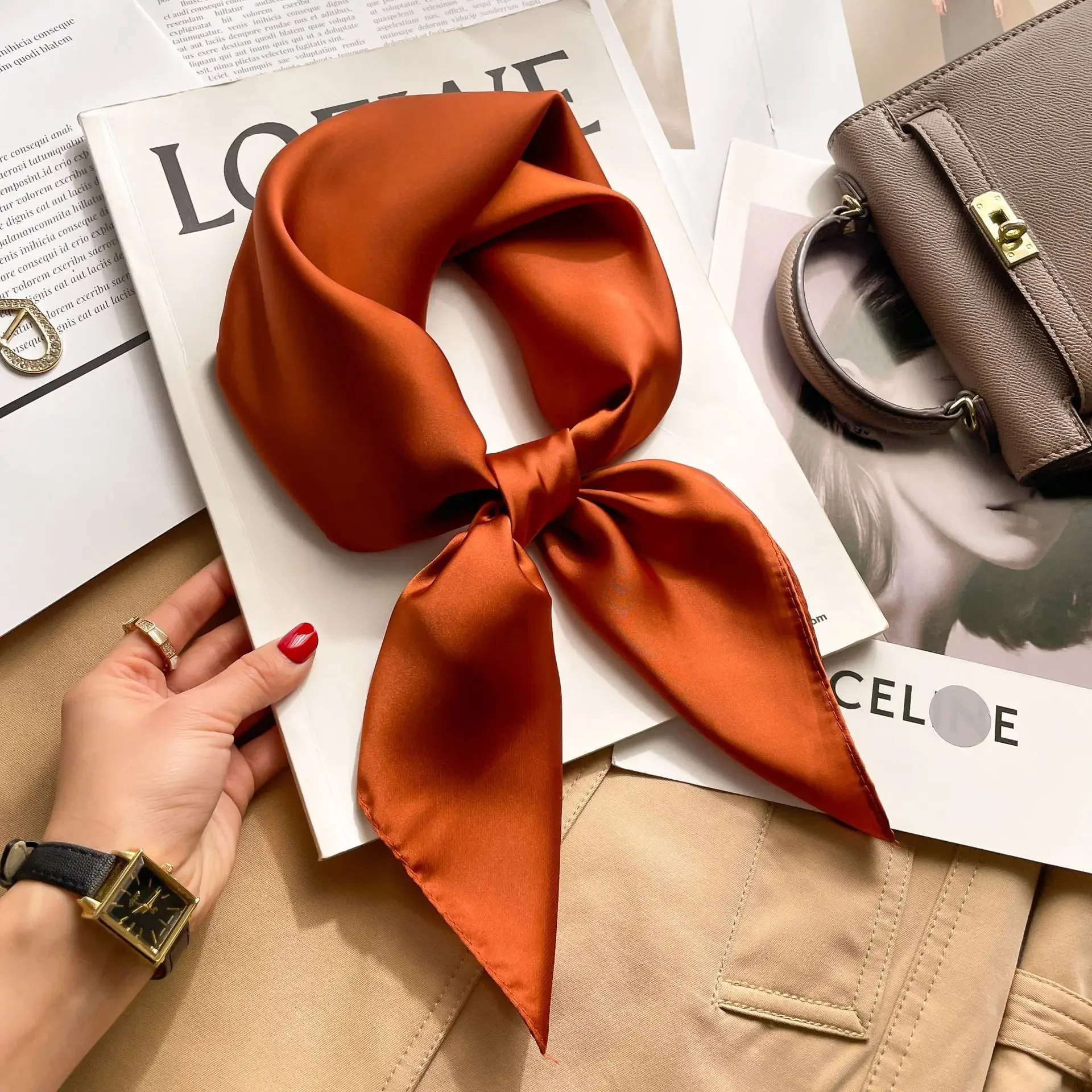 70cm Solid Colors Neckerchief  - Silk Scarf Square 리뷰 및 가격
