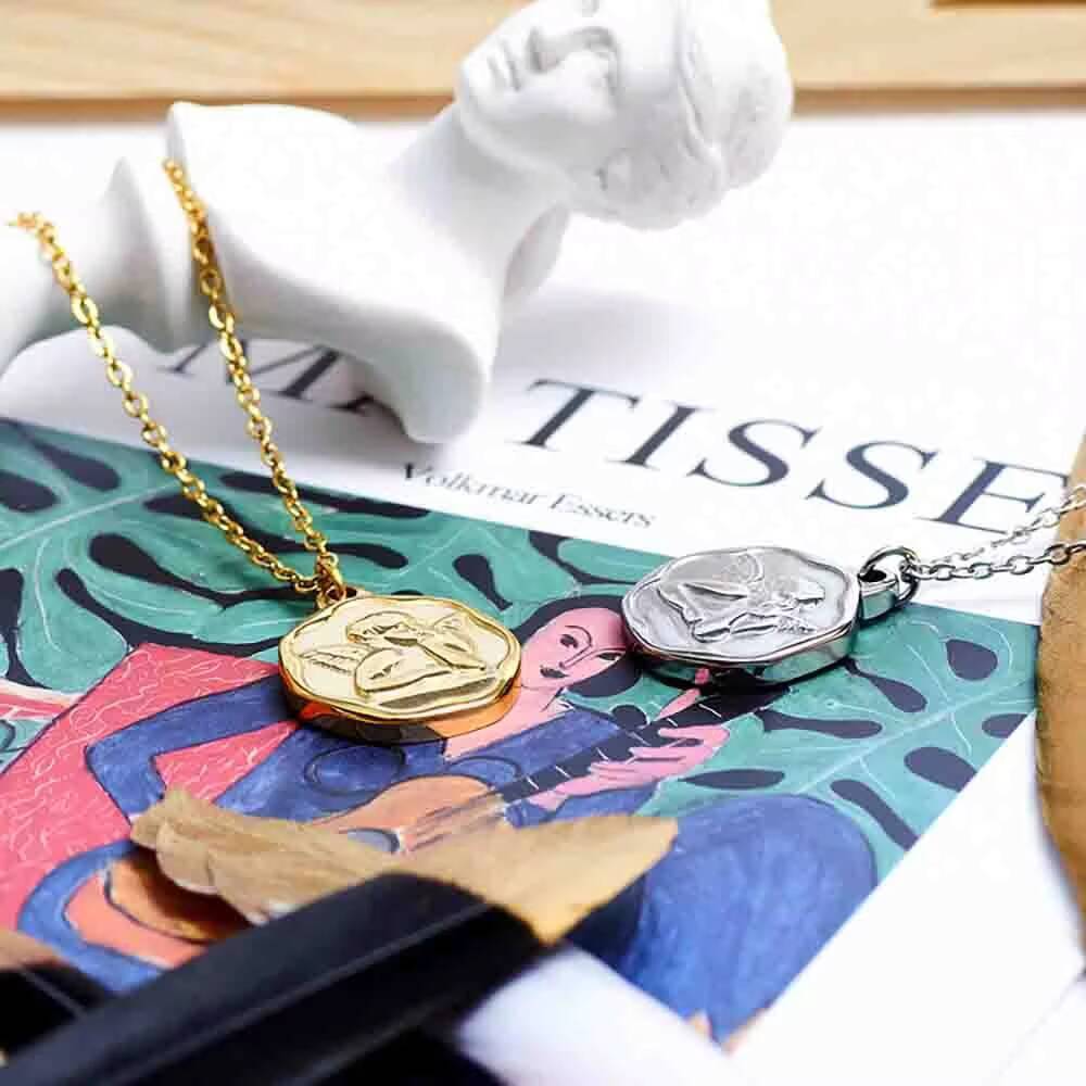 Stainless Steel Gold Plated Wo - Coin Necklace Delicate 리뷰 및 가격