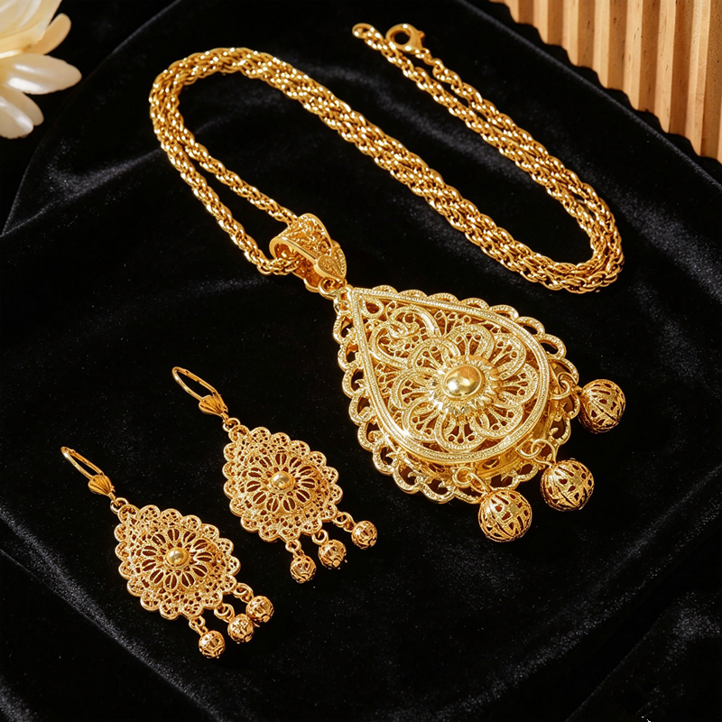 Plated Hollow Carved Set, Doub - Layered Necklace Set 리뷰 및 가격