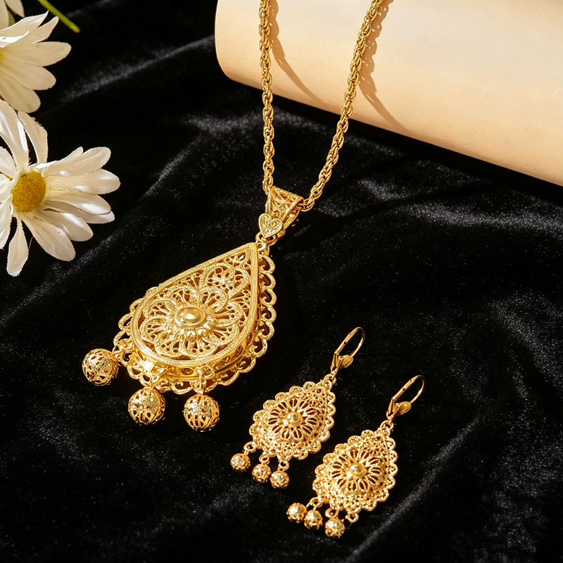 Plated Hollow Carved Set, Doub - Layered Necklace Set 리뷰 및 가격