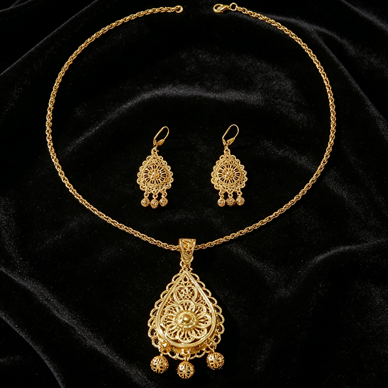 Plated Hollow Carved Set, Doub - Layered Necklace Set 리뷰 및 가격
