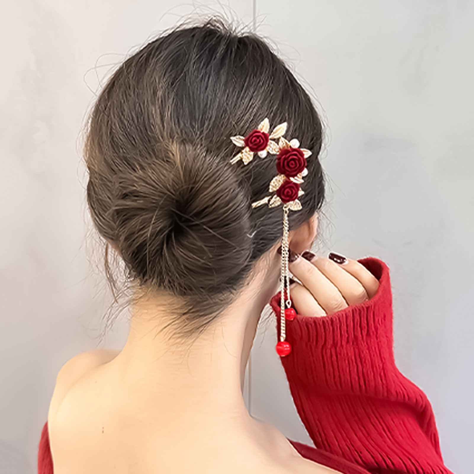 Chinese Style Rose Flower Hair - Women Accessories Wholesale 리뷰 및 가격