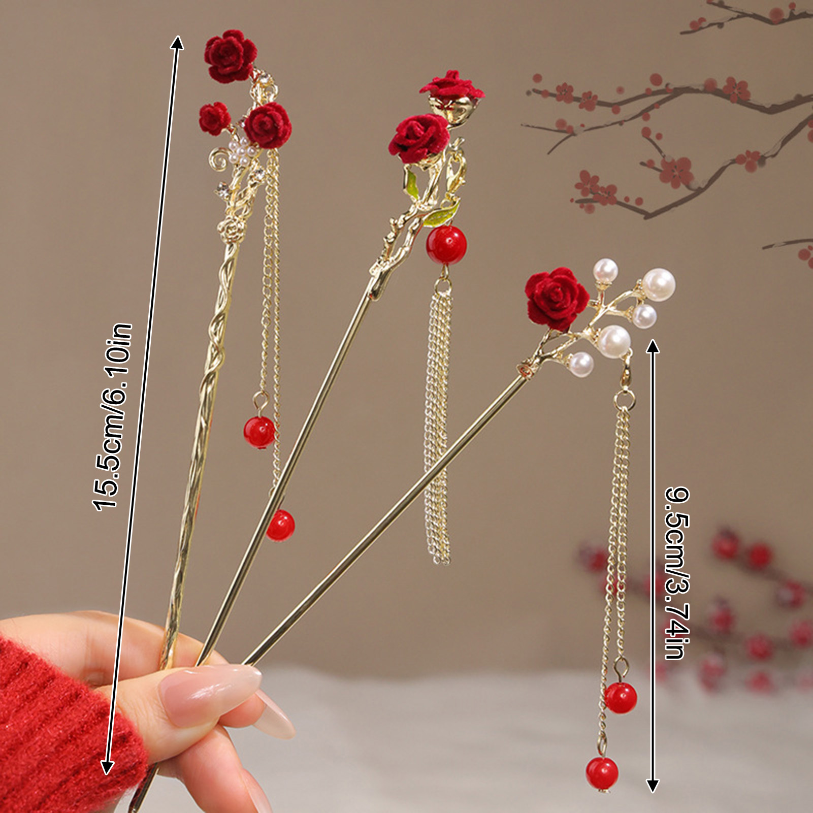 Chinese Style Rose Flower Hair - Women Accessories Wholesale 리뷰 및 가격