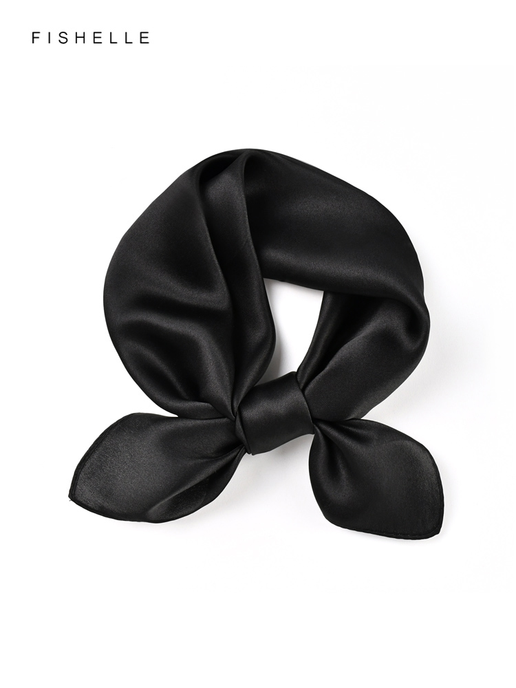 Solid color black pure silk sc - Silk Scarf Square 리뷰 및 가격