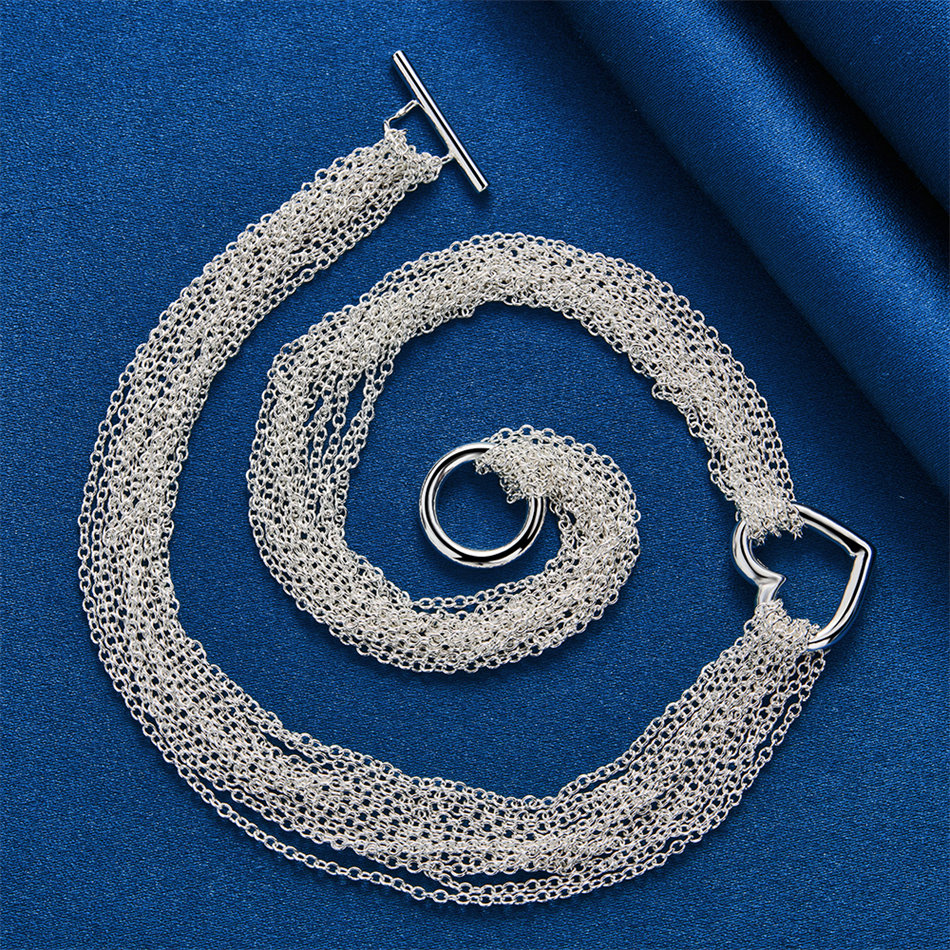 Elegant 925 Sterling Silver Ex - Layered Necklace Set 리뷰 및 가격