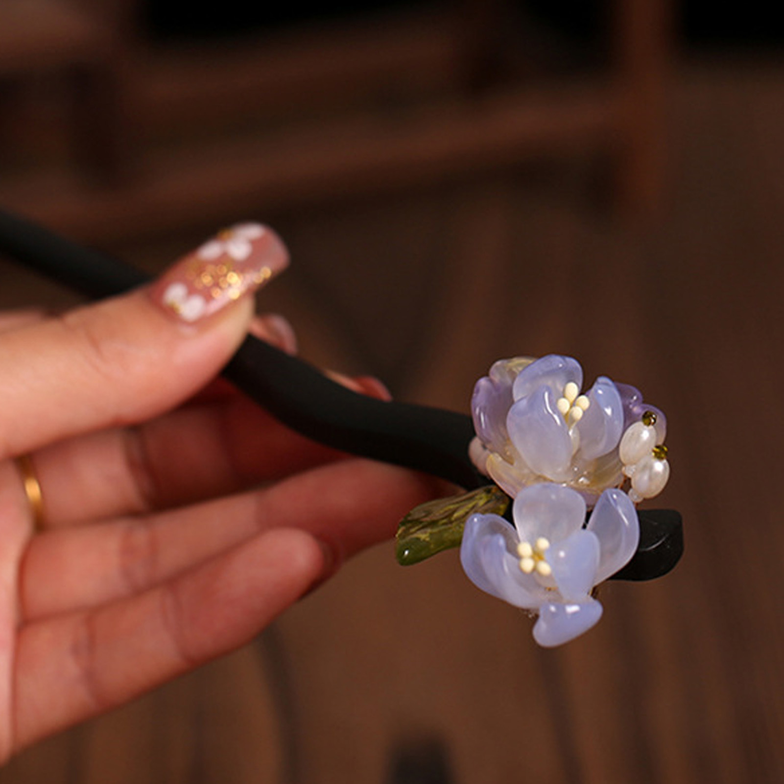 Vintage Wooden Flower Hairpin  - Women Accessories Shop 리뷰 및 가격